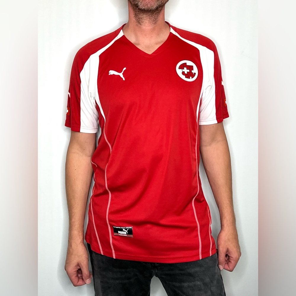 PUMA Red and White Soccer Jersey, Size XL, ASF+SFV Patch